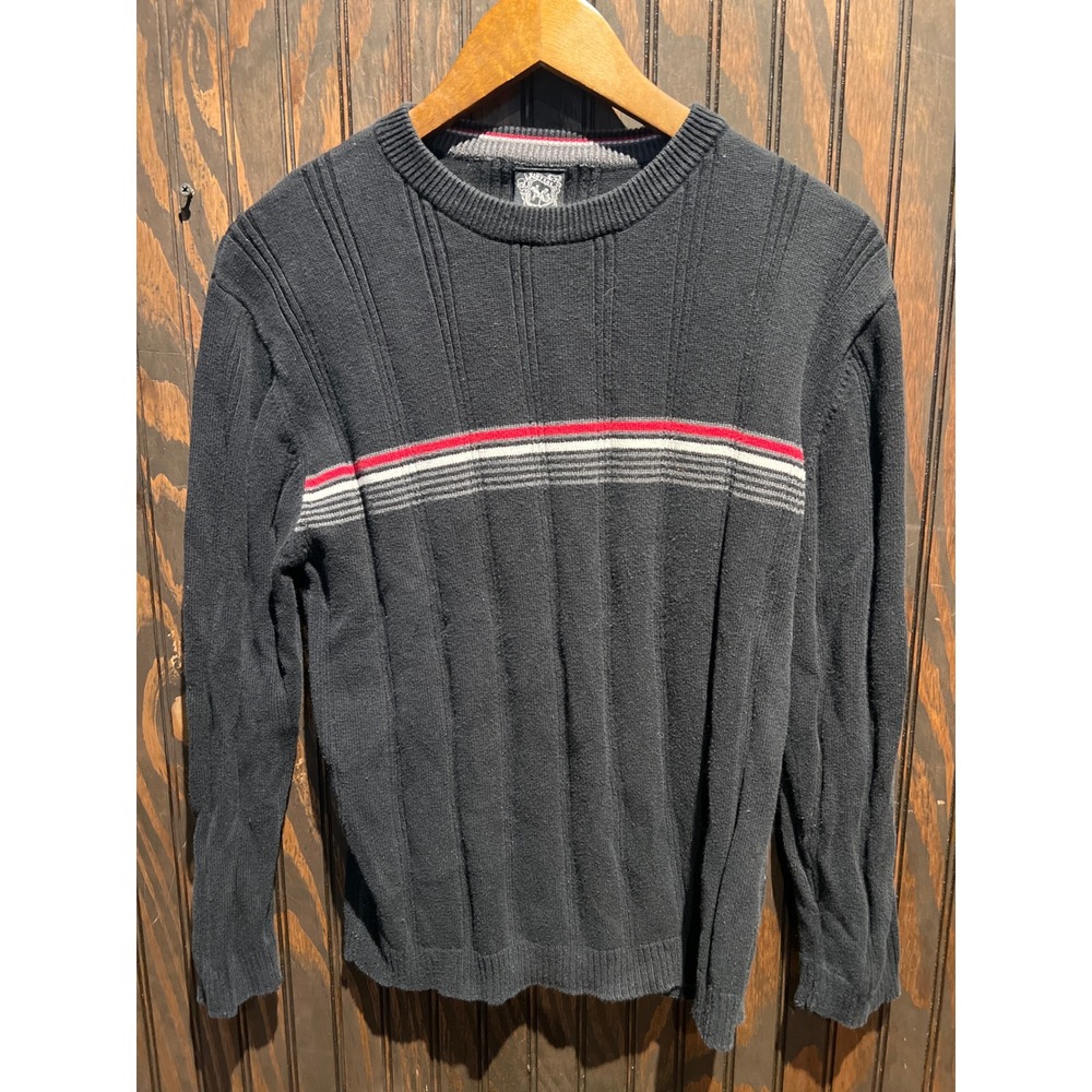 No Boundaries womans Vintage Black Striped Crew Neck Ribbed Knit Sweater XL